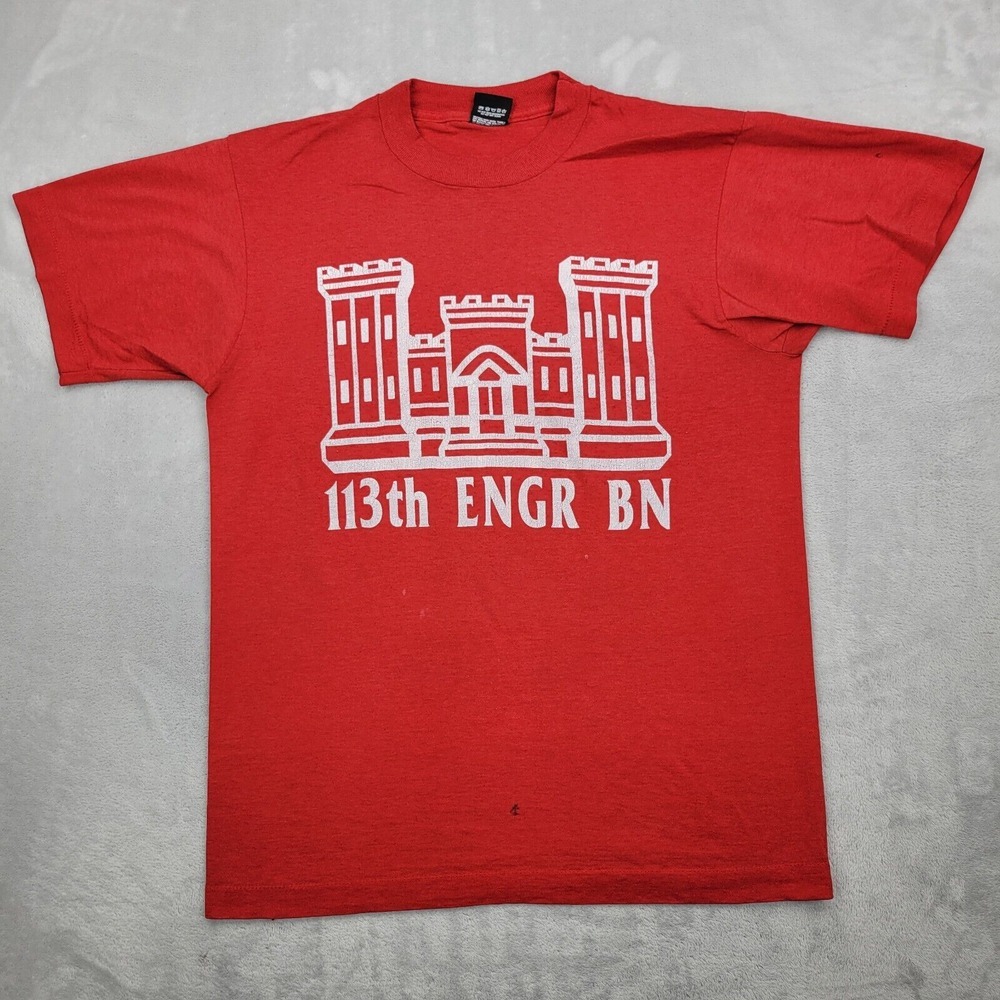 Vintage Screen Stars Best T-Shirt Mens Medium Red 113th Engineer Battalion USA